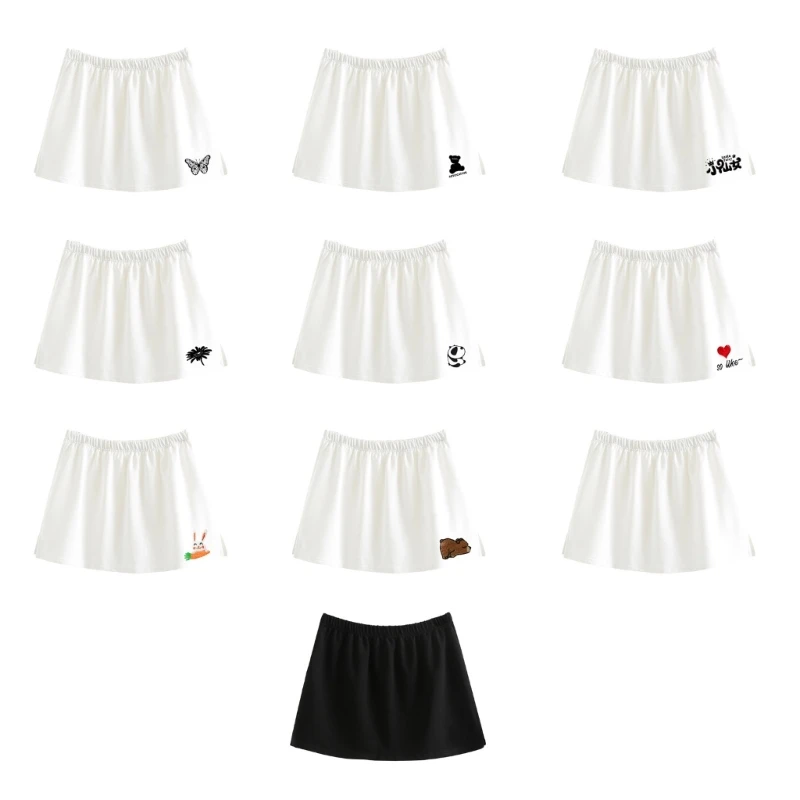 

Women Shirt Extender Adjustable Layering Embroidery Half Length Hemline Skirt