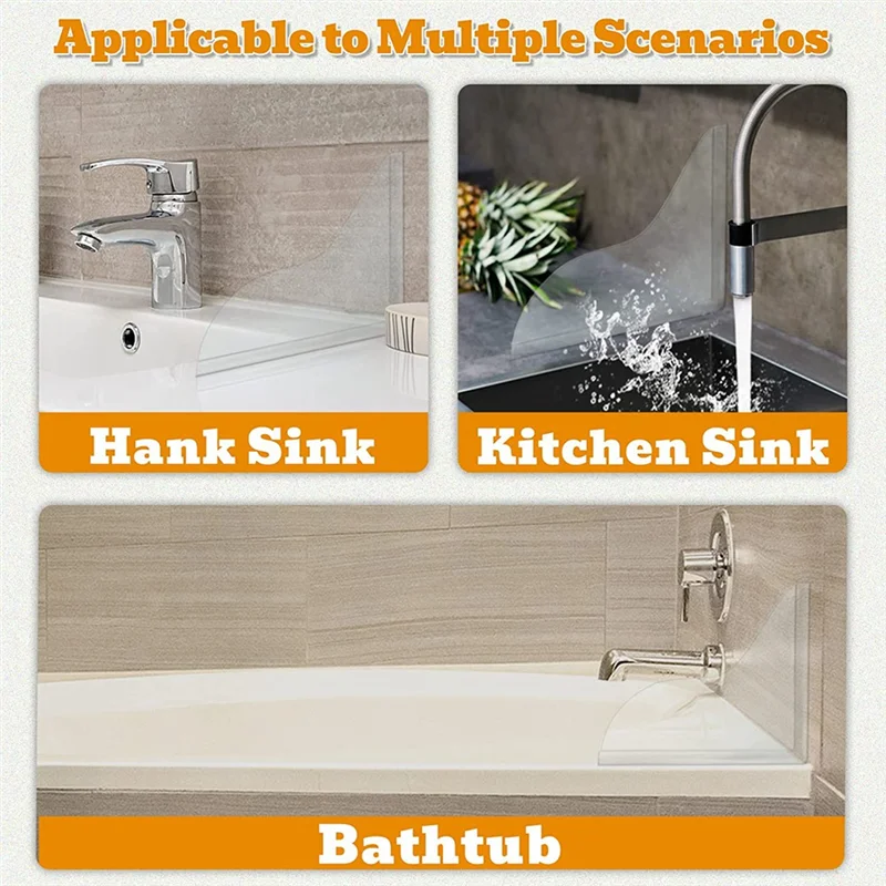 N10R-2Pcs Shower Splash Guard, Transparent Shower Water Guard, Bath Corner Water Splash Guard To Keep Water In Shower