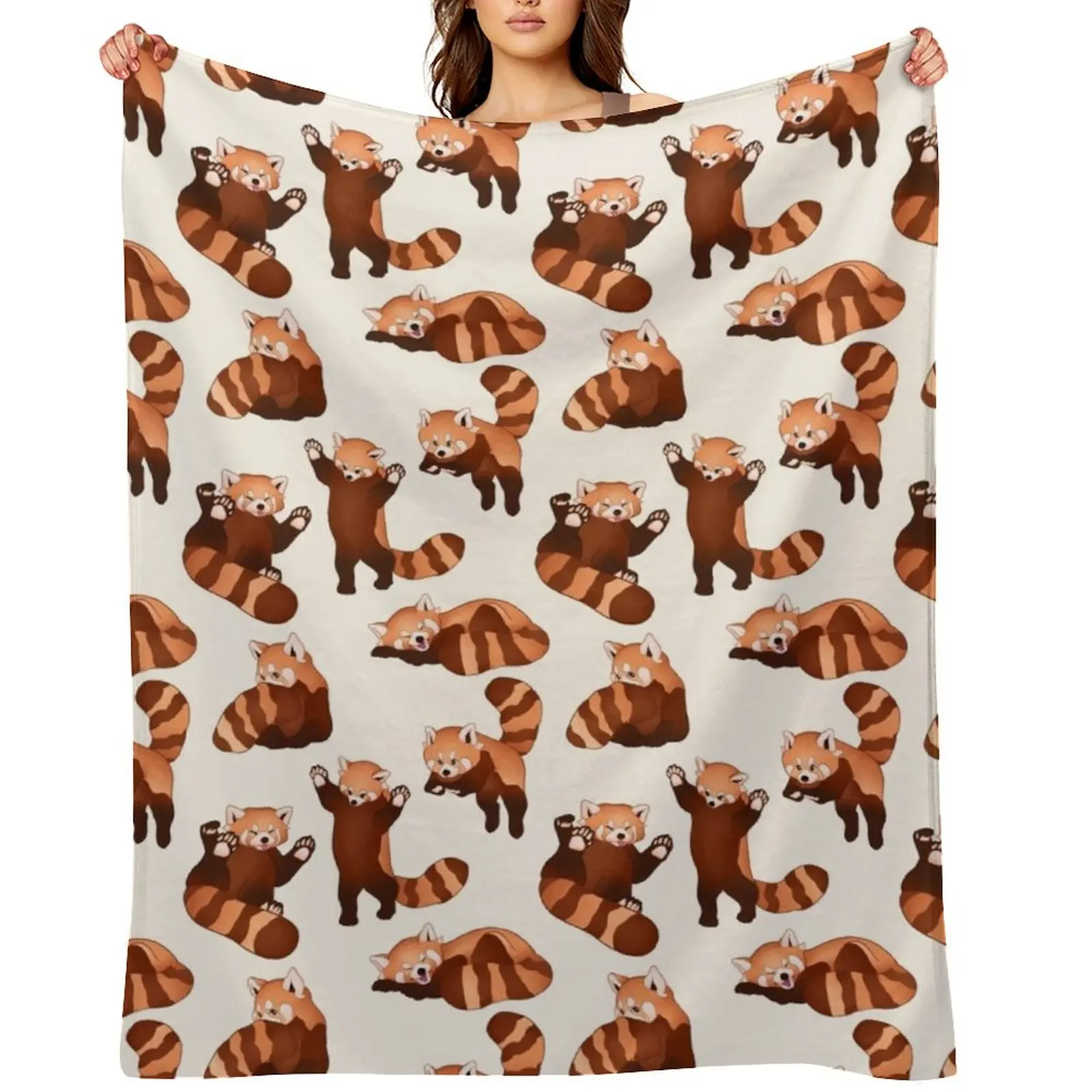 

Red Panda Pattern Throw Blanket Large Bed Fashionable Bed linens Cute Plaid Blankets