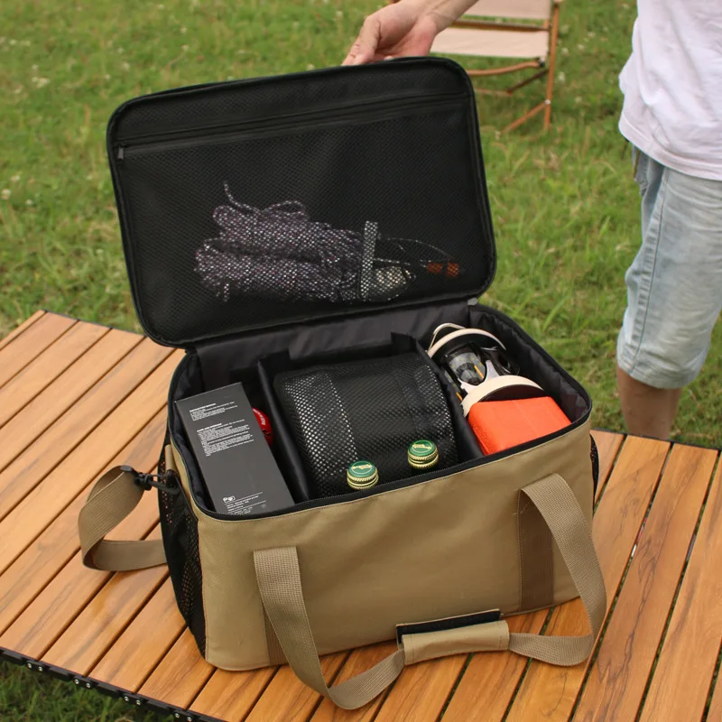 Outdoor camping equipment storage bag, picnic outdoor tool bag, miscellaneous items bag, large-capacity portable cookware storag