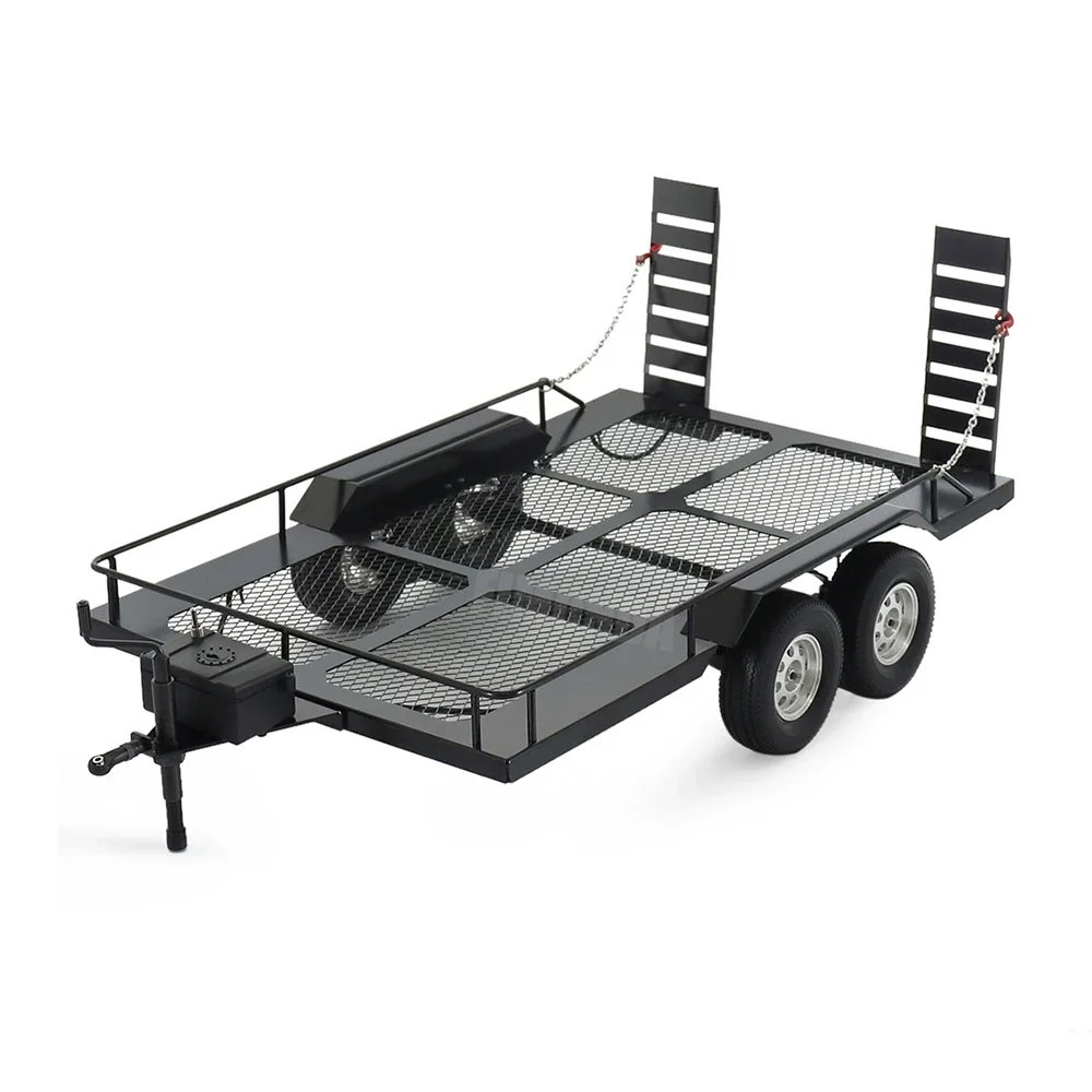 Metal Dual Axle Trailer Kit for 1/10 RC Crawler Truck Axial SCX10  TRX4 TRX6 Redcat GEN8 RGT 86100 SMT Tamiya CC01