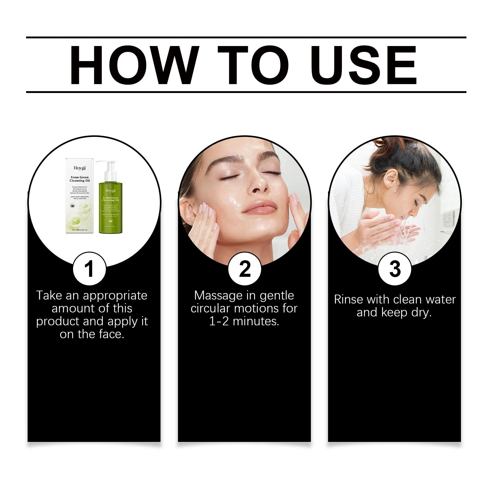 Hoygi مزيل ماكياج لطيف النفط لطيف اللمس مزيل ماكياج الجلد مشرق التطهير العميق الوجه الشفاه ماكياج الطازجة وغير لزجة 3 قطعة