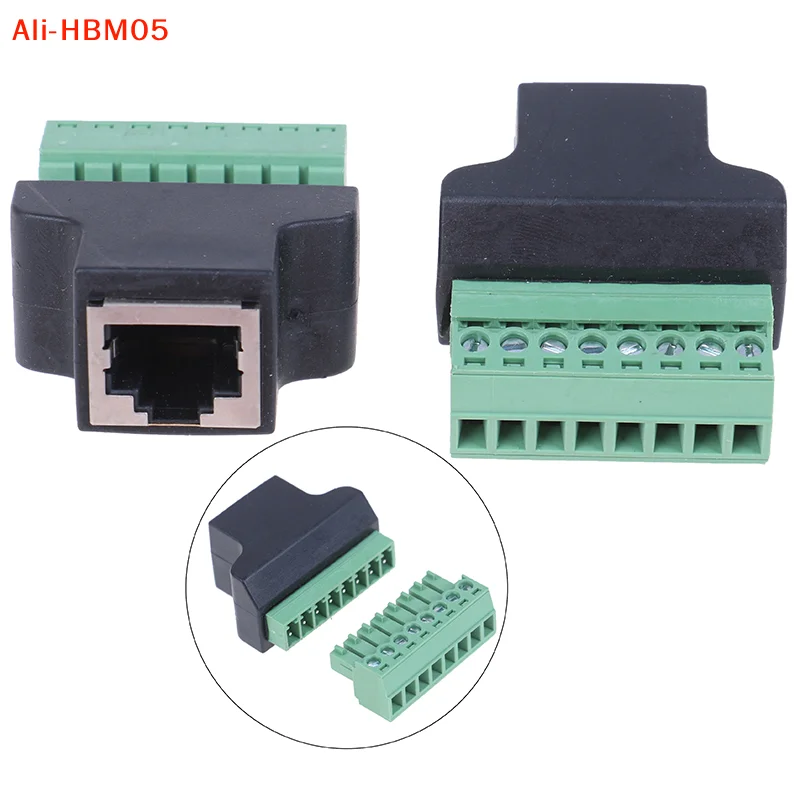 (HB05)Ethernet RJ45 Female To Screw Terminal 8 Pin CCTV Digital DVR Adapter Connector