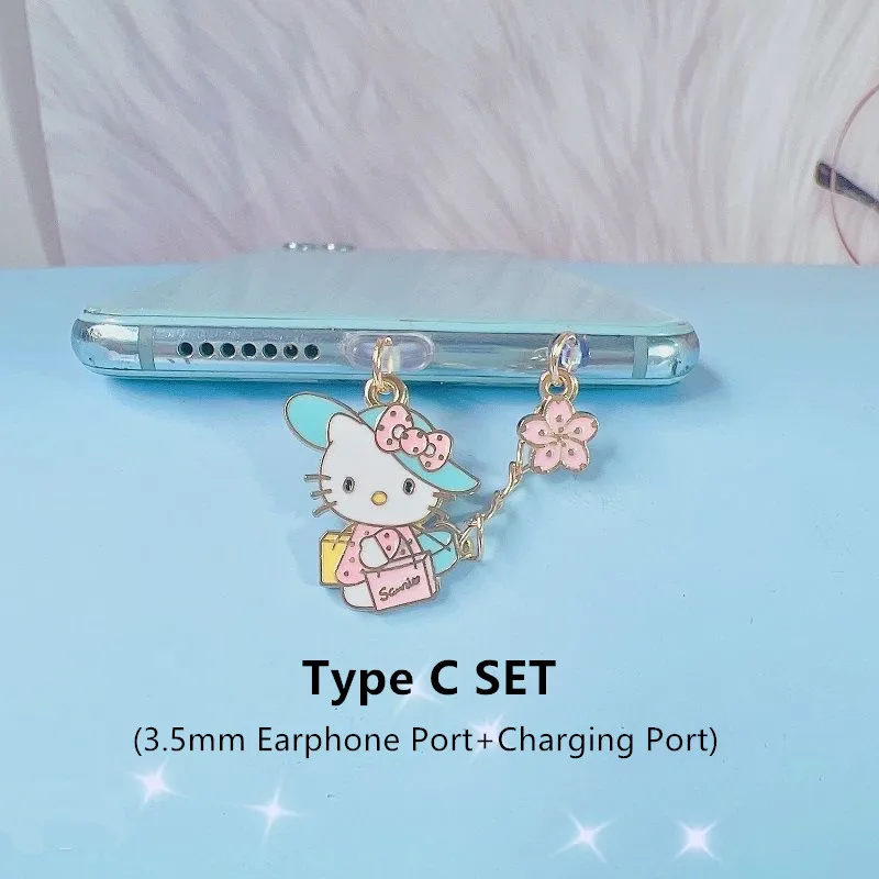 MINISO Hello Kitty Metall Telefon Anti-Staub Stecker für iPhone Samsung Xiaomi Typ C Android Lade Port Protektoren Staubstecker