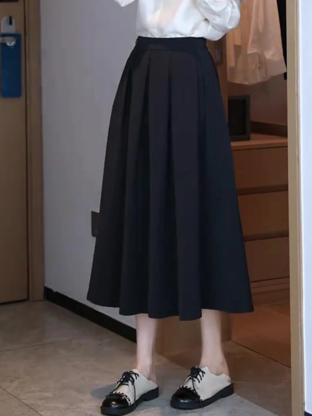 

Ele Bla Pleated Skirt Faionable Slimming Autumn Collection Women's High Waist A-Line Skirt Casual Other/Other