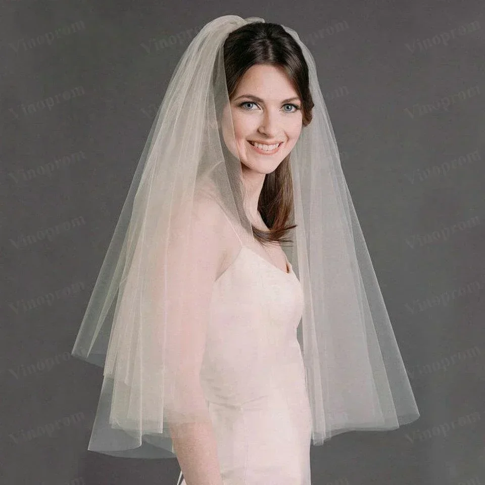 Short 2-Tier Wedding Veil with Comb