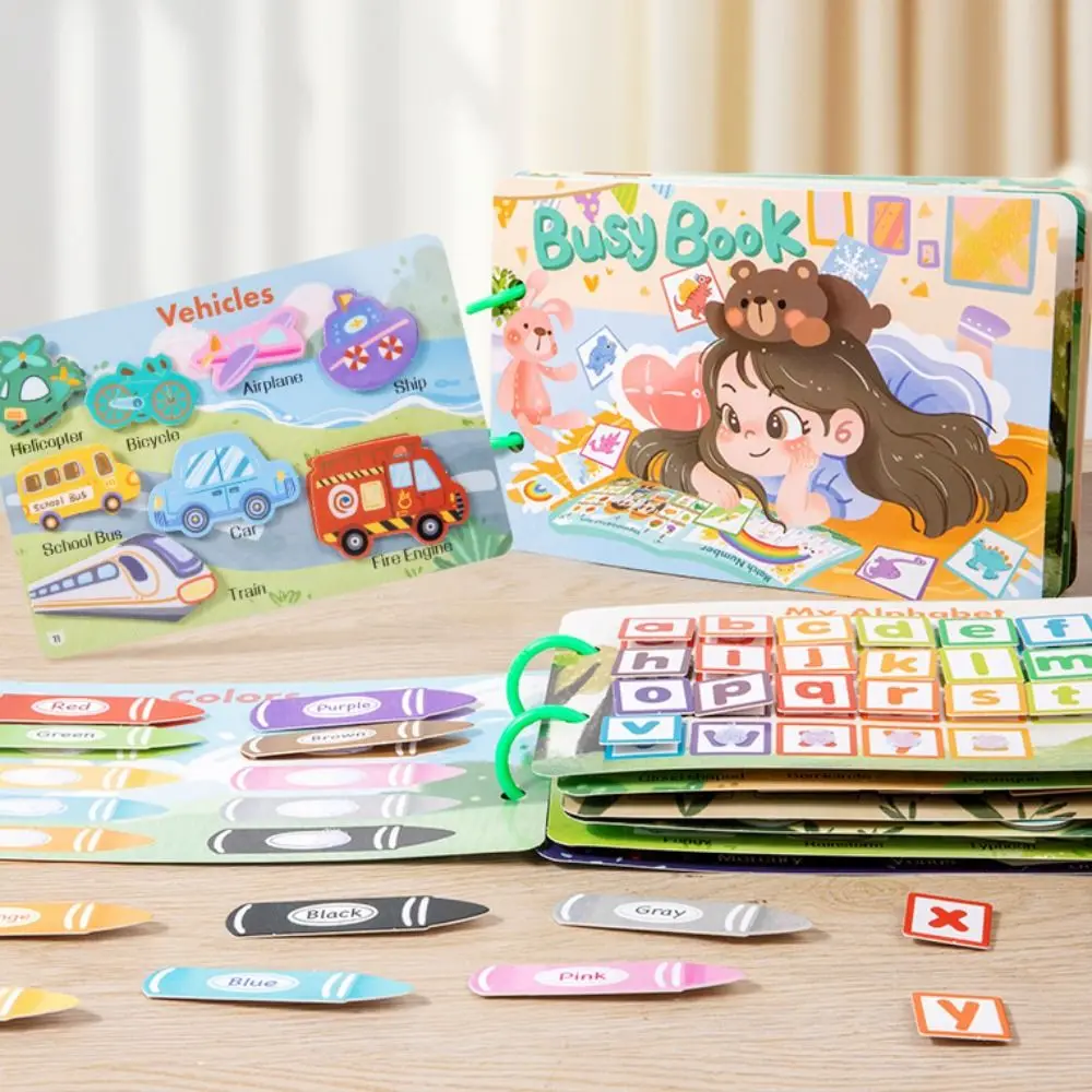 Wiederholtes Einfügen Montessori Quiet Busy Book Farbklassifizierungspapier DIY Paste Material Kit Cartoon DIY