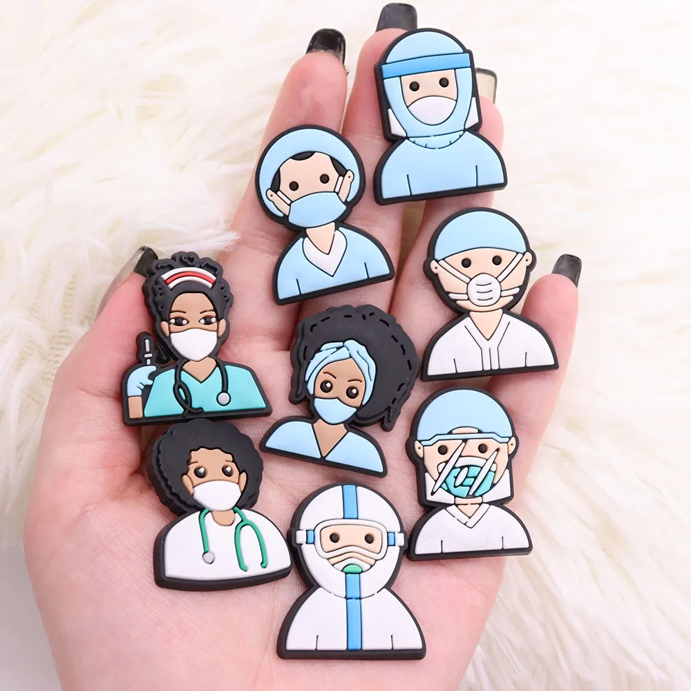 19Pcs Cartoon Doctor Nurse Band-aid Medicine PVC Shoe Charms Accessories Sandals Shoes Decoration For Clogs Pins Holiday Present