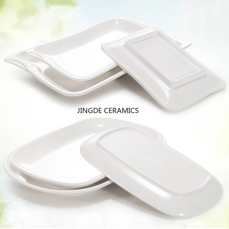 1pc White Intestine Powder Plate Snack and Cold Side Dish Rectangular Hotpot Restaurant Side Plate Restaurant Melamine Tableware