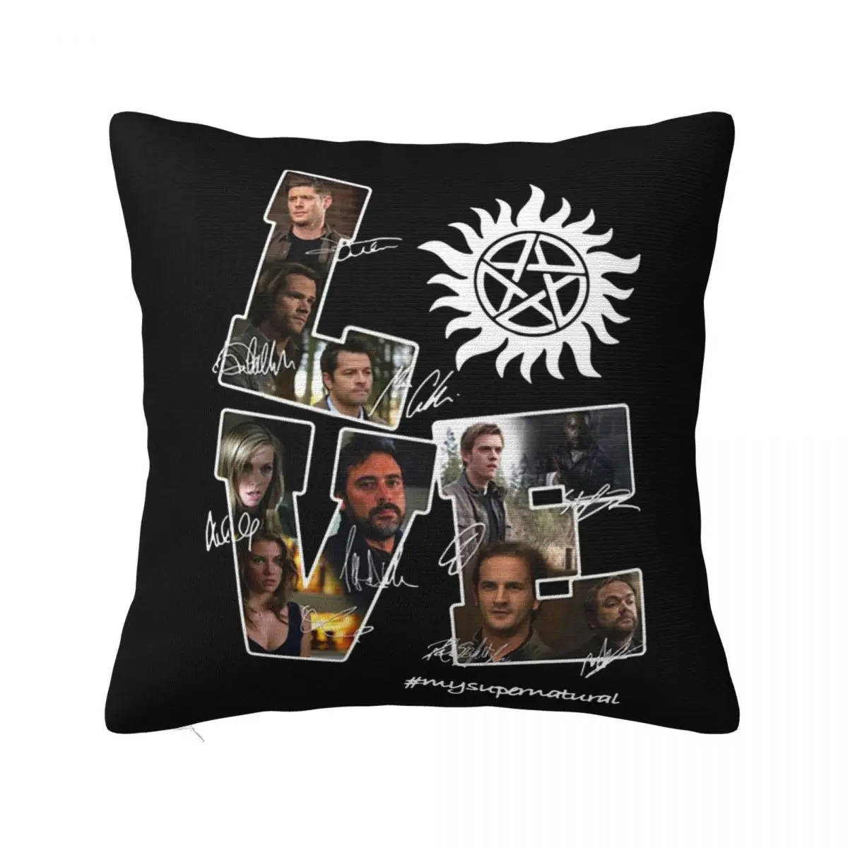 Love Supernatural All Members Signatures Halloween Game Different High Quality Famous Summer Many Colors Basic Pillow Case