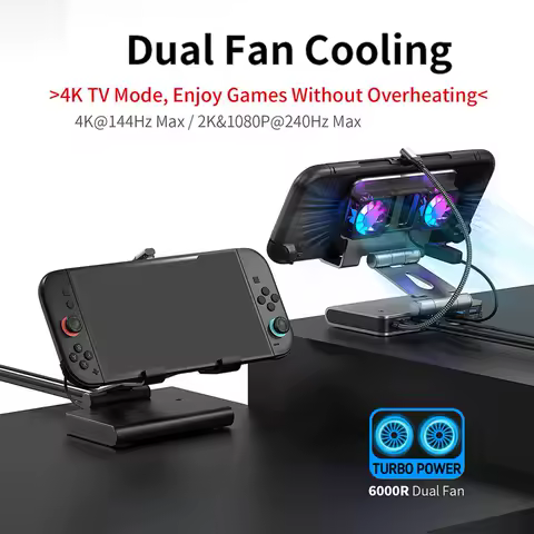 6 In 1 Fans Docking Station for Steam Deck Rog Ally X Legion Go Msi Claw Adjustable Stand HDMI 4K Multi Port Dock for Gaming
