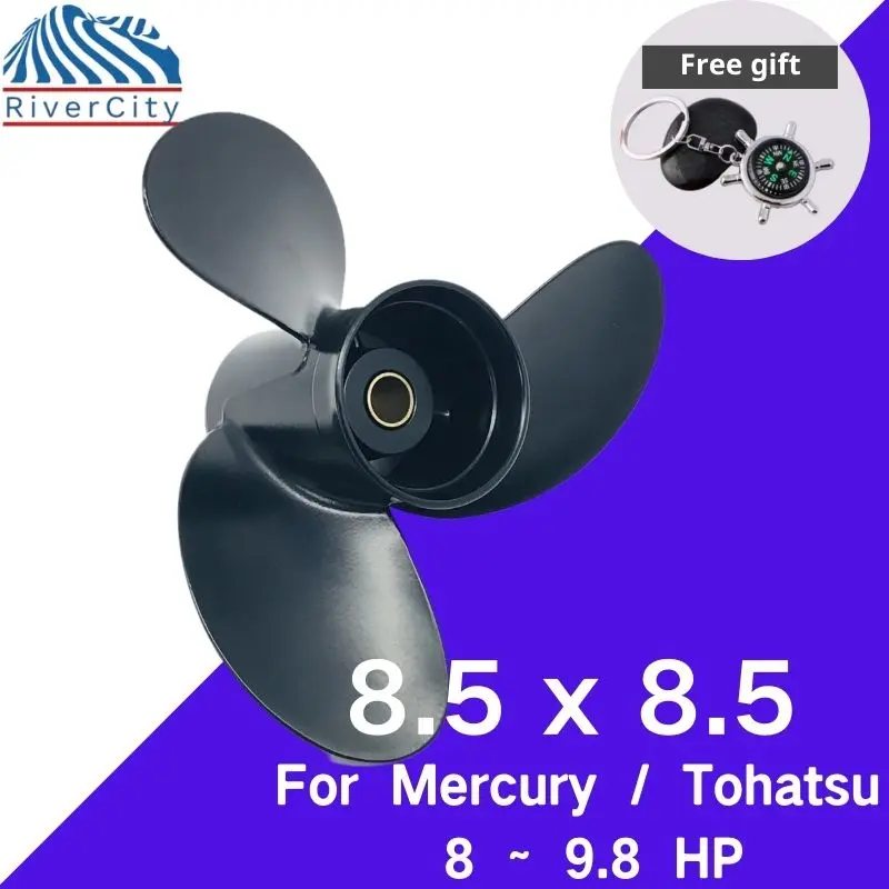 

Boat Propeller 8.5x8.5For Mercury 8hp 9.9hp Outboard Screw Boat Motor Aluminum Alloy Propeller 3 Blade 12 Spline