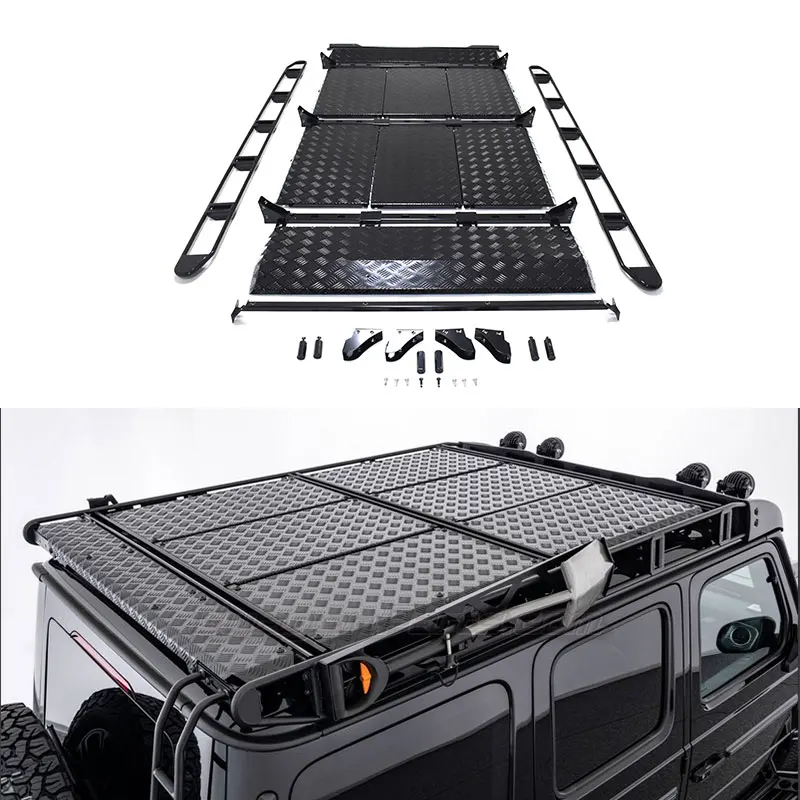 2021 2022 W464 G500 G63 black stainless universal roof frame spoiler mount camp luggage rack