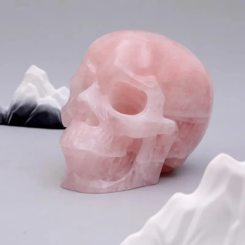 

Natural Hand Carved Crystal Rose Quartz Skull Healing Crystal Home Decor Gifts Souvenirs Other Crystal Crafts