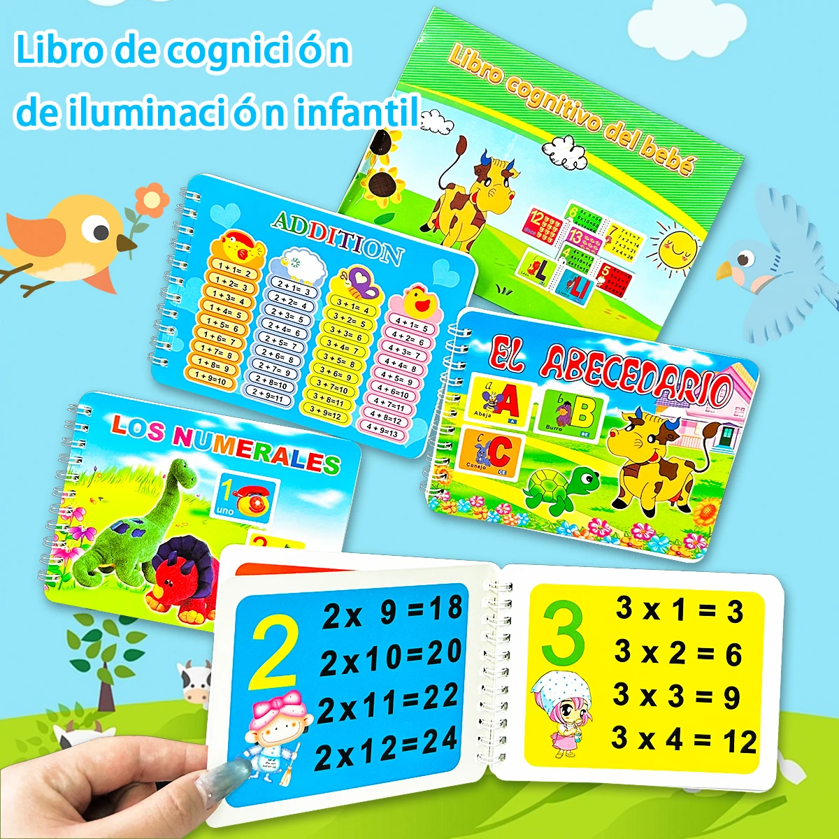 

Spanish Baby Cognitive 4 Book Set With Coil Binding And Rounded Corners For Toddlers Preschool Early Learning Activity Baby Gift