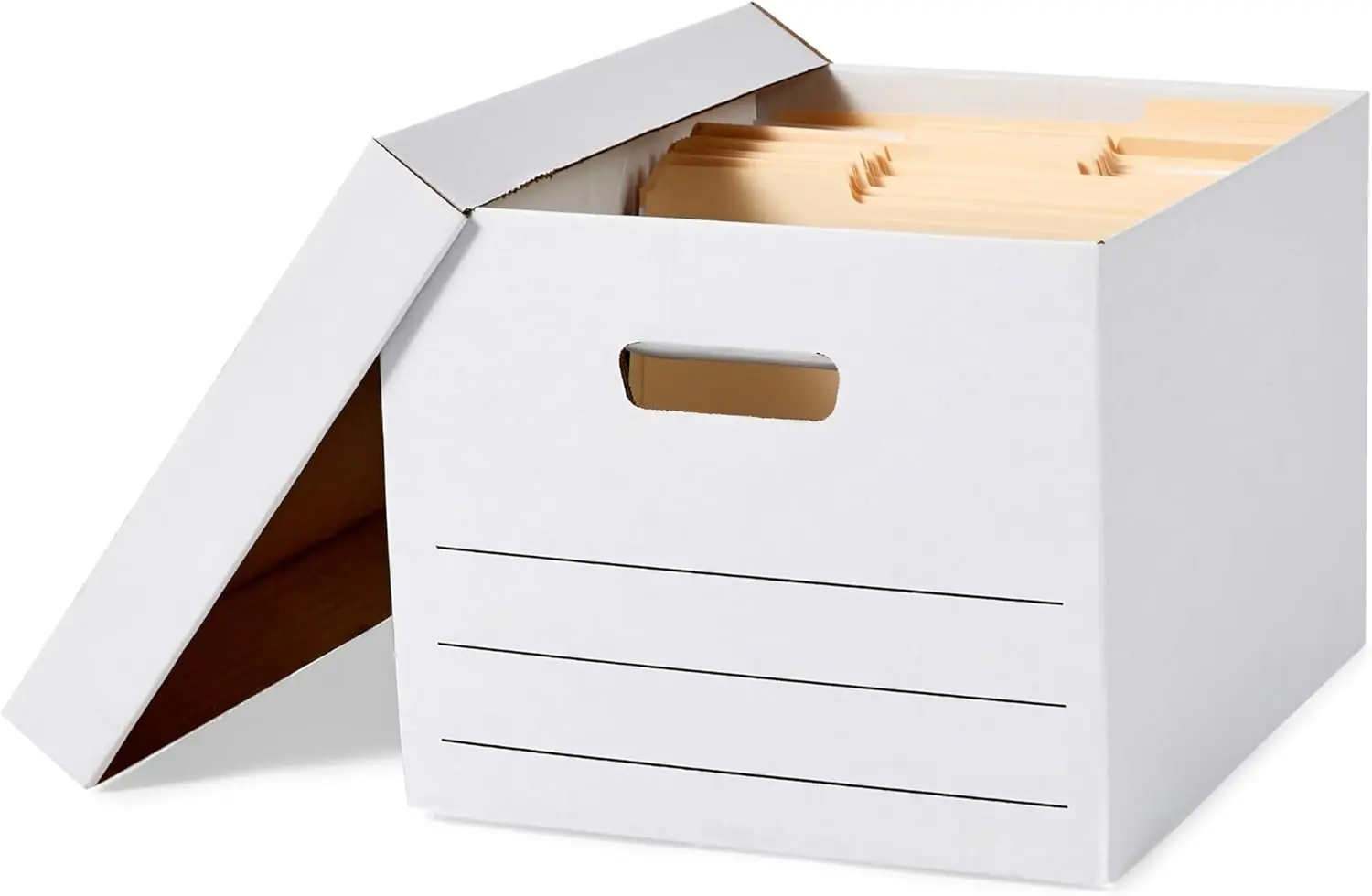 

Medium Duty Storage Boxes with Lid and Handles, Legal/Letter Size, 12-Pack, White, 16.2" L x 12.5" W x 10.5" H