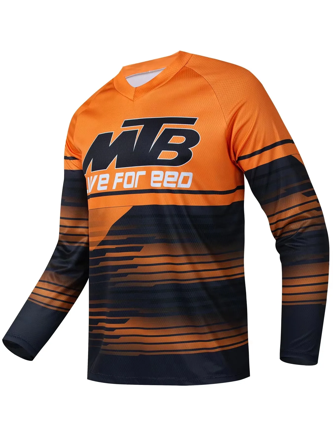 Neu eingetroffen: Unisex-T-Shirt mit Splash-Motiv, V-Ausschnitt, langen Ärmeln, aus Jersey, für Motocross, geeignet für Offroad-, Dirtbike- und Downhill-Fahrten. – Detail 12