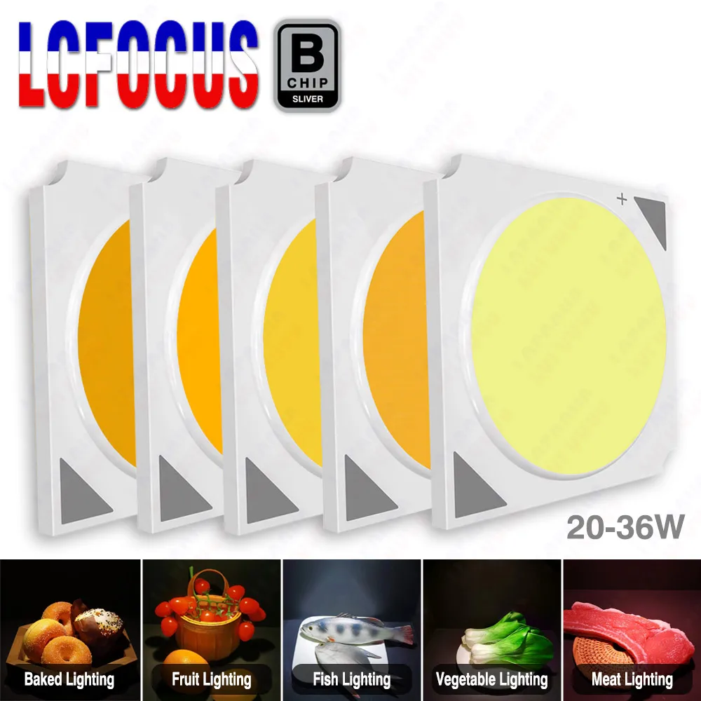 20W 24W 30W 36W LED COB luz cálida luz fría 2800K 3200K 3500K 3800K 10000K 1919 foco de luz de pista para carne fresca frutas verduras pescado mariscos pan iluminación