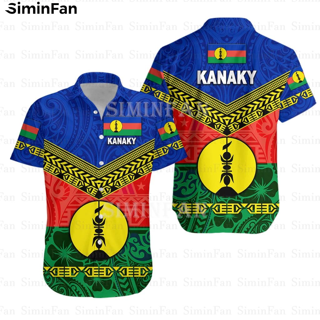 New Caledonia Kanaky Vanuatu Blue 3D All Over Printed Mens Hawaiian Shirts Male Camisa Summer Beach Tshirt Unisex Tee Female Top