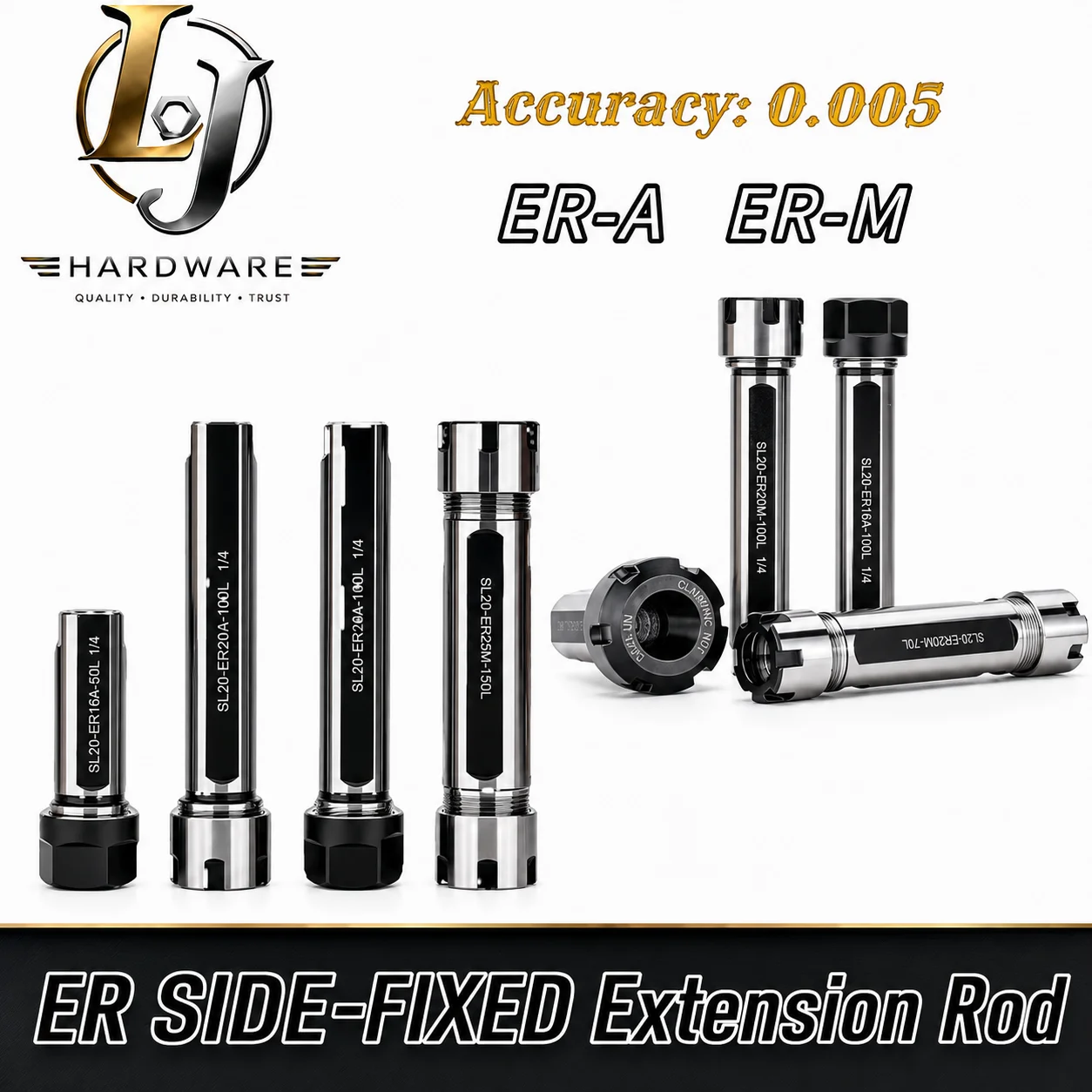 ER11 ER16 ER20 ER25 ER32 SL16 SL20 SL25 SL25.4 Collet Chuck Holder 70L Straight Shank Extension Rod CNC Lathe Powerful Clamping