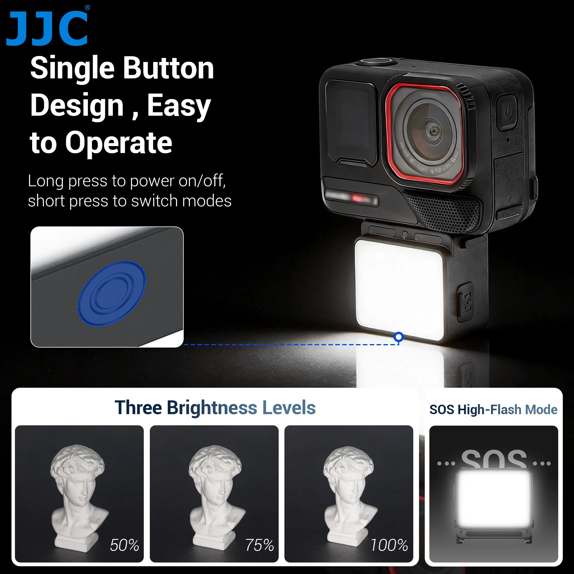 JJC Magnetic Minin LED Light Auxiliary Fill Light for Insta360 X5 X4 Air ACE PRO 2 ACE PRO ACE Accessories IPX5 Waterproof view 2