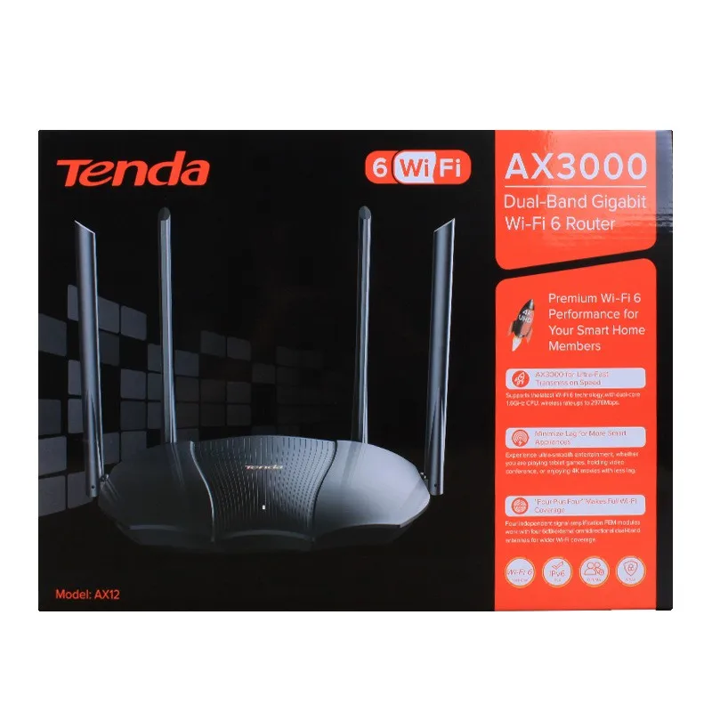 

Tenda Original AX12 Dual Band Gigabit Wi-Fi 6 Router Home Wifi Signal Amplifier Smart Roteador 5Ghz OFDMA PPPoE Multi Language