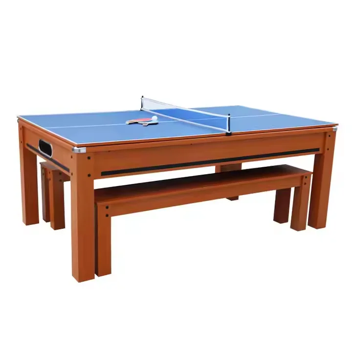 7FT 3-in-1 Multi-Functional Game Table, Pool Table , Dining Table With Table Tennis Include 2pcs Bench Free Accessories Set