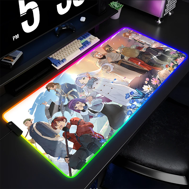 

Коврик для мыши Gamer LED Компьютерный коврик для мыши Игровые аксессуары Коврик для клавиатуры RGB Ноутбук Sousou No Frieren Beyond Journey End Настольный коврик