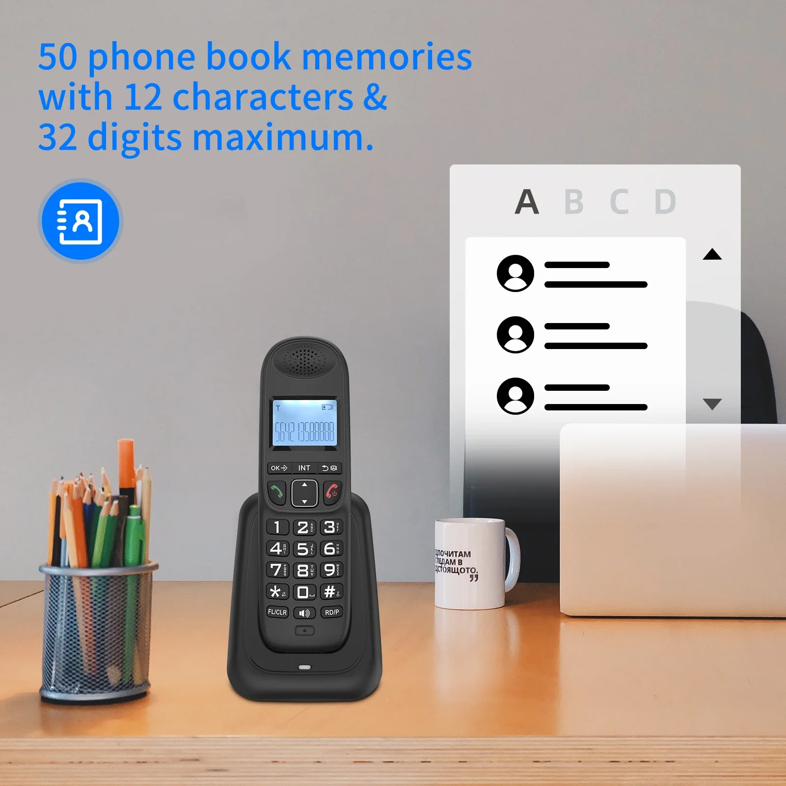 3 Lines Display Caller ID Expandable Cordless Phone System with Hands-free Calls Intercom Conference Call Mute Function