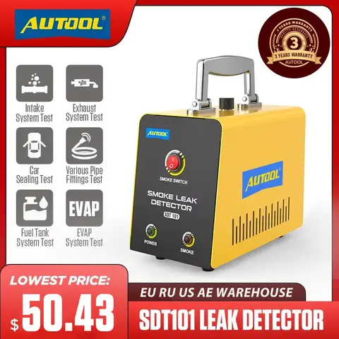 AUTOOL SDT101 Car Smoke Leak Detector 12V Automotive No Pump EVAP Vacuum Fuel Leakage Locator Oil Pipe Smoke Diagnostic Tester