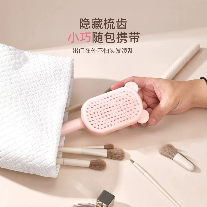 Retractable Air Cushion Massage Comb Long Handle Heart Shape Paddle Brush Anti-static Hair Detangler