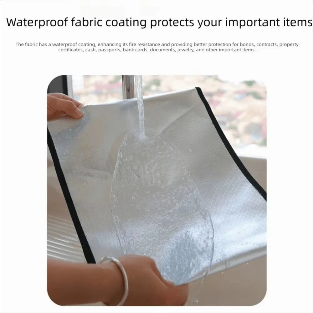 Large Capacity Waterproof Document Bag Fireproof Anti-Hacking Faraday Bag Sticky Strip Cash Safe Storage Pouch