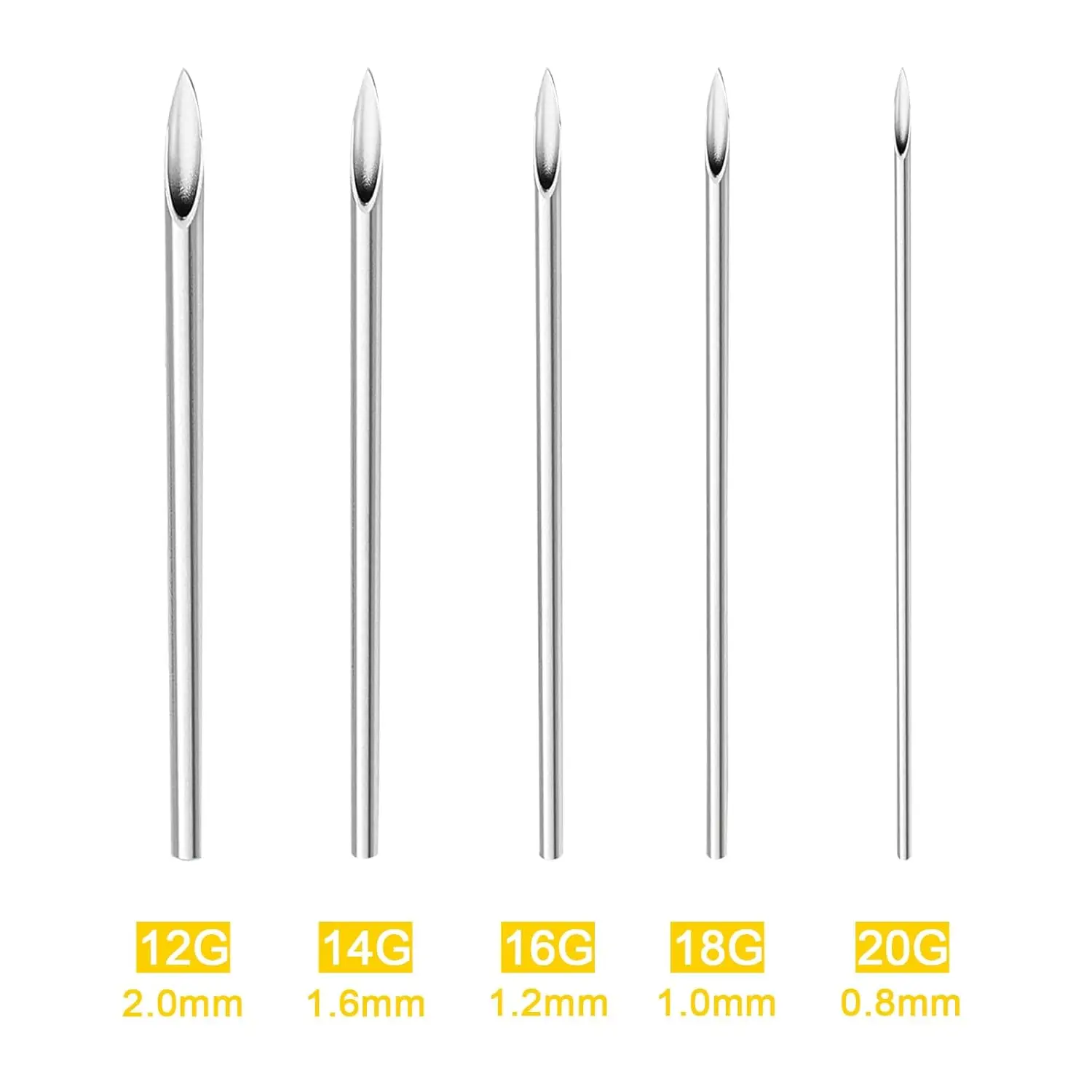 5/50/100PCS Body Piercing Needle 12G 14G 16G 18G 20G Surgical Steel Sterile Disposable Ear Nose Navel Nipple Lip Piercing Tool