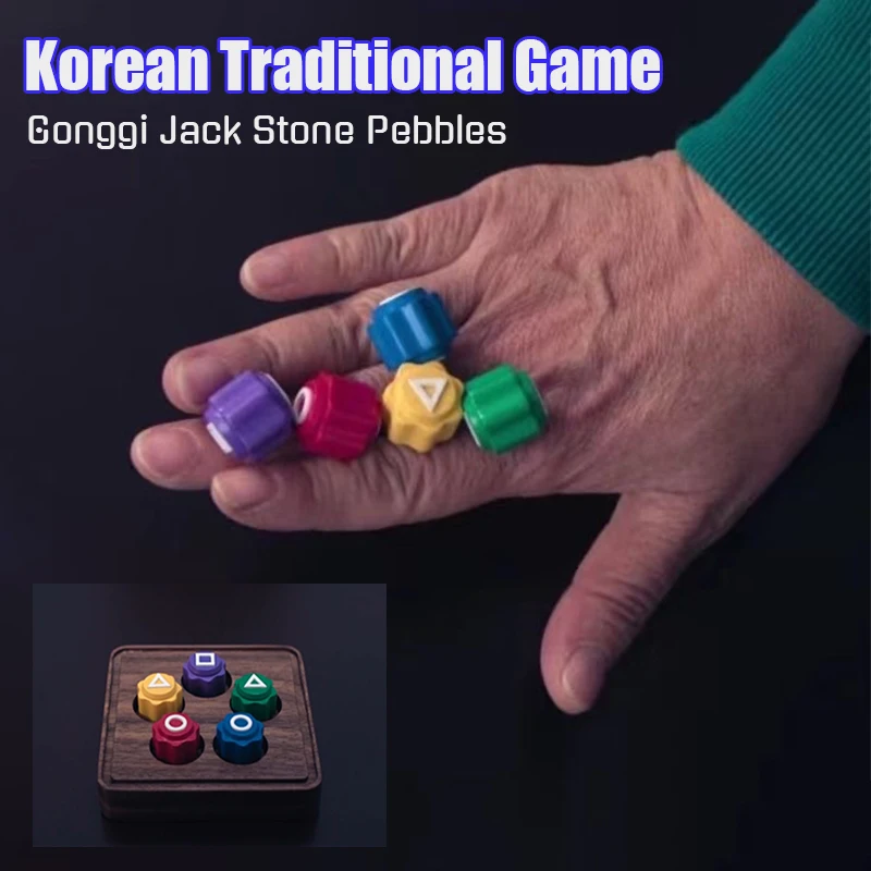 Korean Traditional Play Game Gonggi Jack Stone Pebbles Set Colorful Stone Catching Game Hand Eye Coordination Training Hot Toys