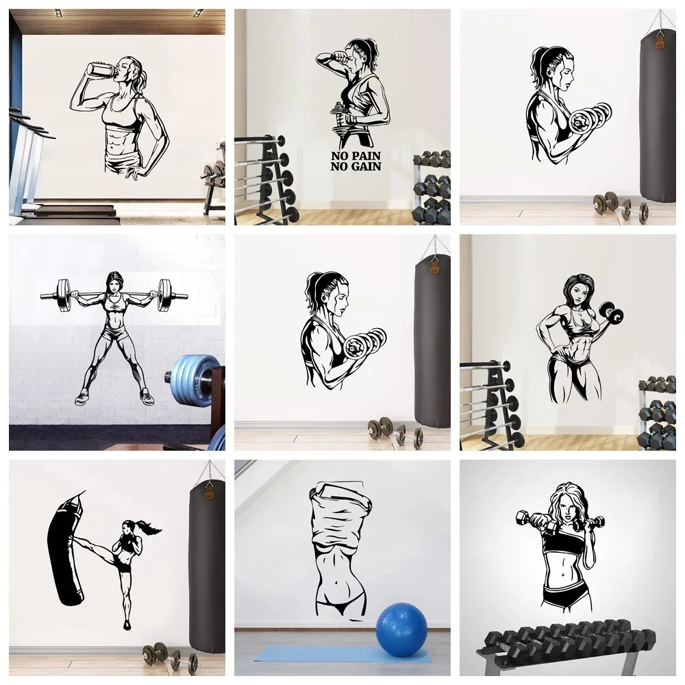 Kreatif Gym Gadis Vinyl Stiker Dinding Dekorasi Rumah Stikers untuk Anak-anak Kamar Dekorasi Rumah Dekorasi Wallpaper