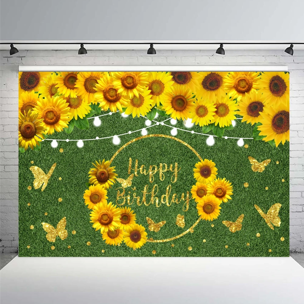 Sunflower Blue Sky Sunset Backdrop Photography Beautiful Rustic Field Natual Scenery Baby Shower Kids Birthday Party Background