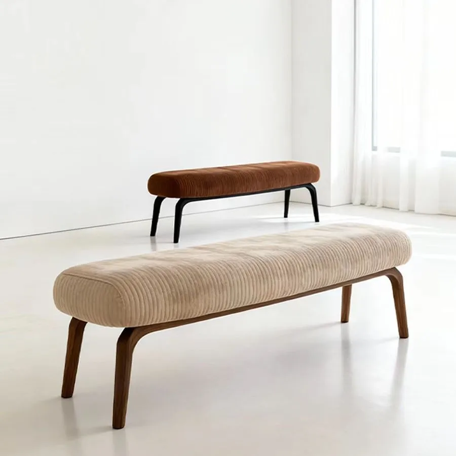 Wabi Sandy Wind Solid Wood Bench Home Bedroom Living Room Sofa Rest Bench Soft Bag