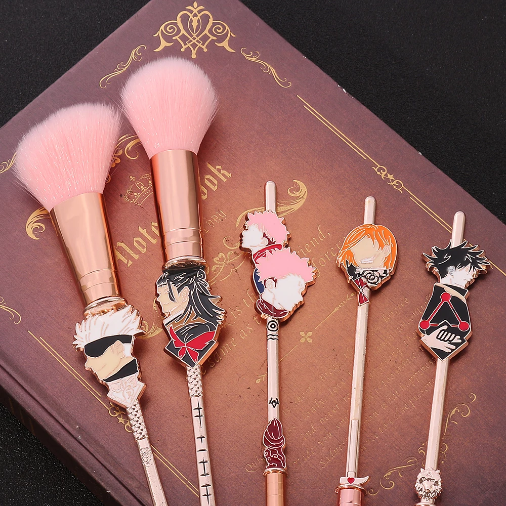 5Pcs/Set Jujutsu Kaisen Makeup Brush Cartoon Gojo Satoru Beauty Professional Tools Cosmetics for Women Cosplay Accessories