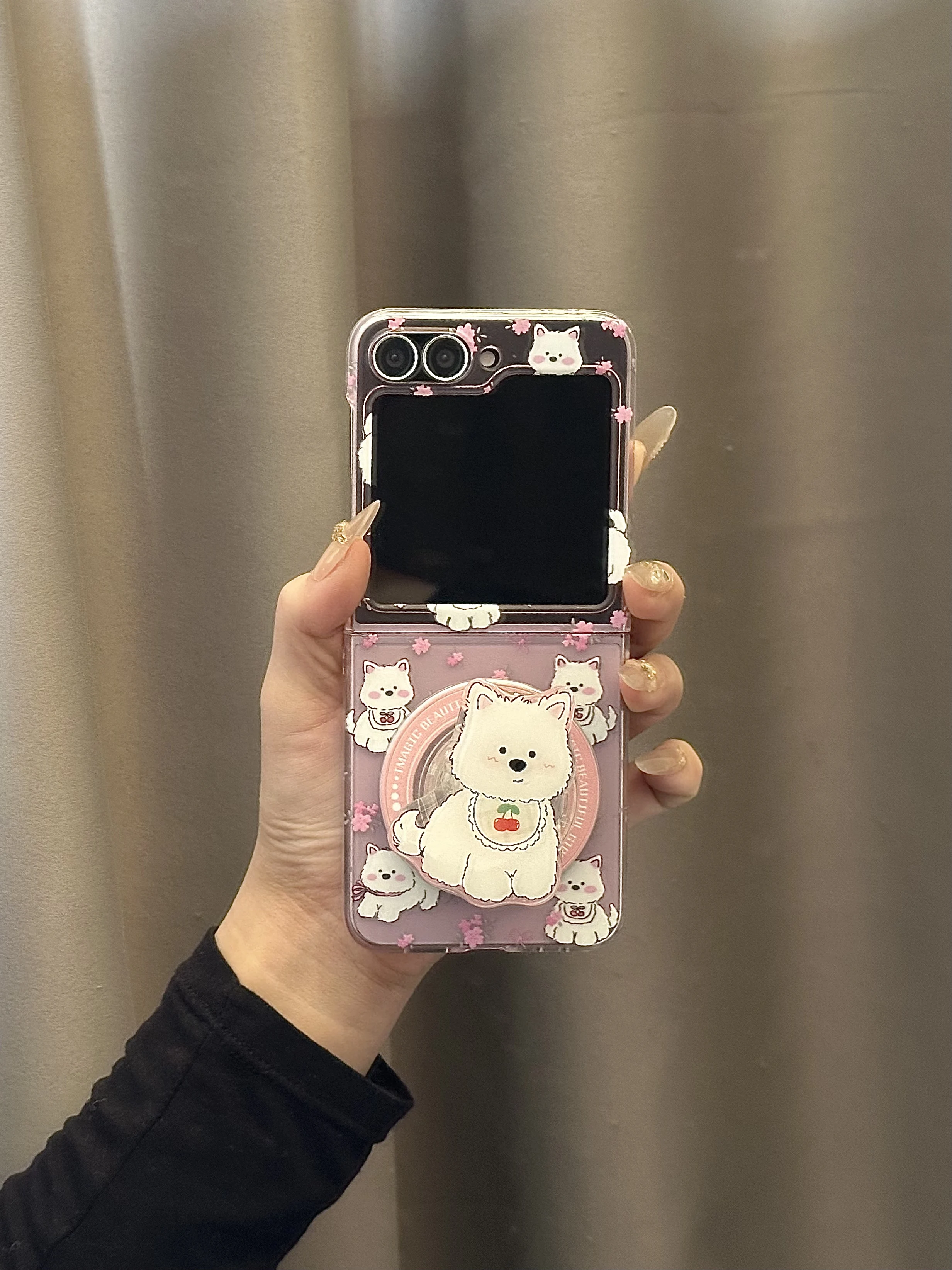 

Лазерный держатель для собак, подходит для Samsung Galaxy Zflip6 5 4 3, чехол для телефона Samsung Zflip6 с магнитным кронштейном, защитный чехол