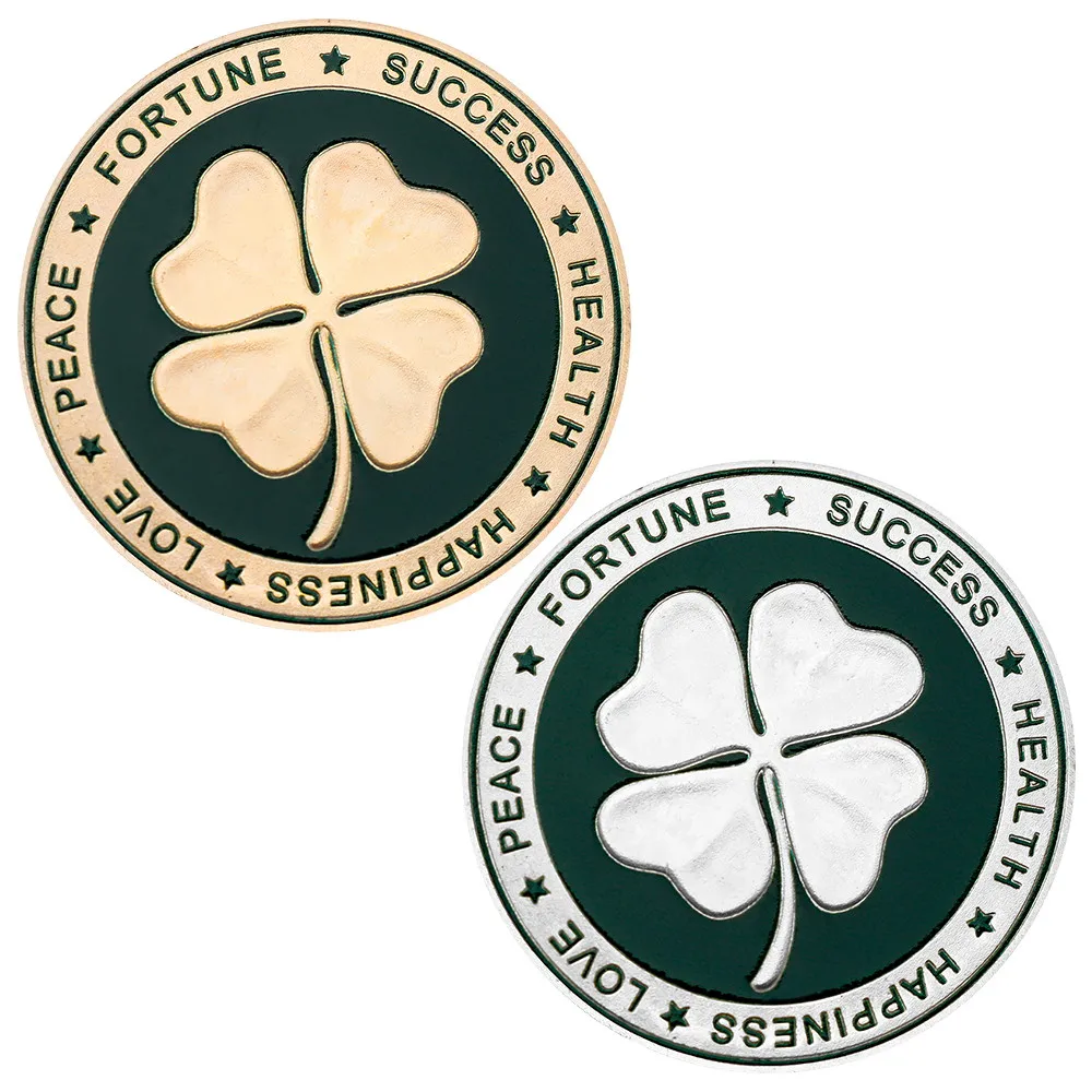 Lucky Clover Pattern Commemorative Coin Encrusted Collectible Coins Plated Two Tone Medallion Good Luck To Accompany The Bearer