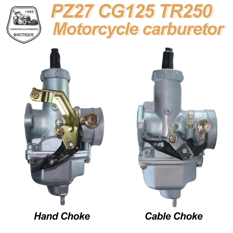 

PZ27 27MM Carburetor for 4 Stroke CG125 CG150 Motorcycle 140cc -160cc Dirt Pit Bike TXM155 ATC200X ATV Hand Cable Lever Choke