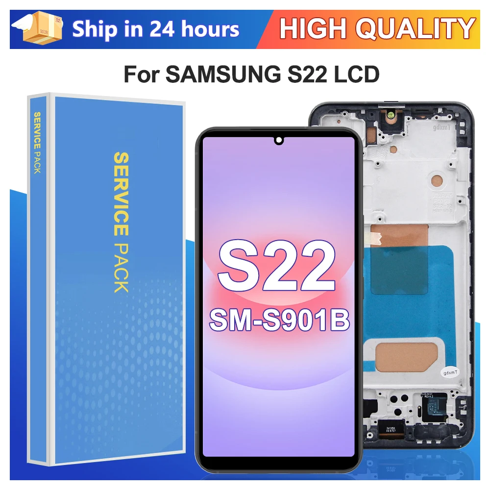 TFT S22 5G Display Screen Assembly for Samsung Galaxy S22 S901B S901B/DS Lcd Display Digital Touch Screen with Frame