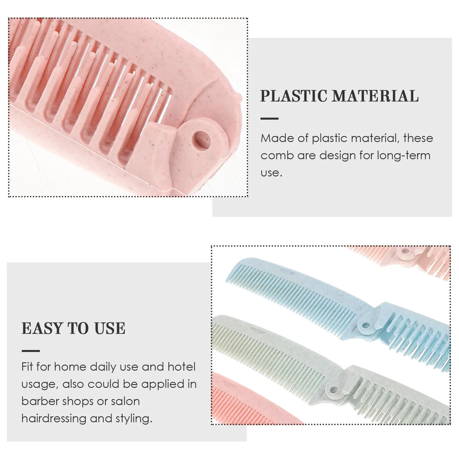 4Pcs Folding Elastic Hair Comb Mini Portable Plastic Anti-Static Travel Use Hair Straightening Styling Compact Design