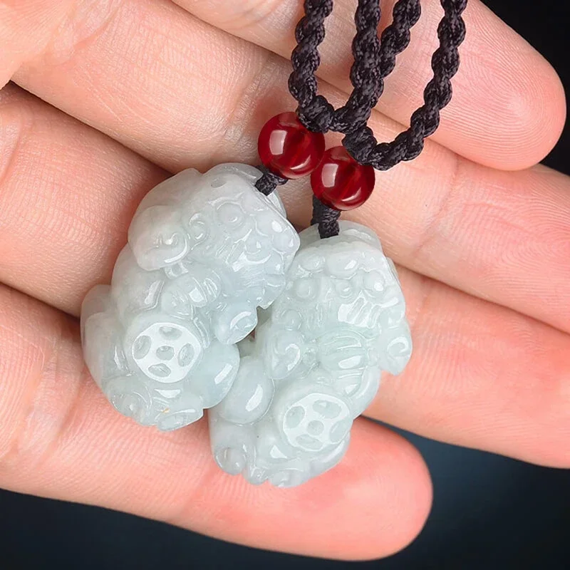 Natural Myanmar Light Green Jade Pendant for Men and Women Small Pixiu Handcarved Exquisite Necklace To Enhance Body Energy Gift