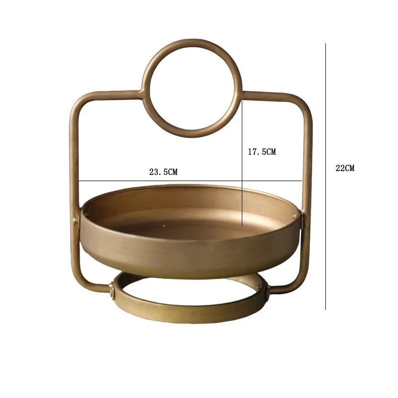 Retro light luxury wrought iron fruit plate wedding candy snack plate fruit plate new Chinese living room home ornament rack