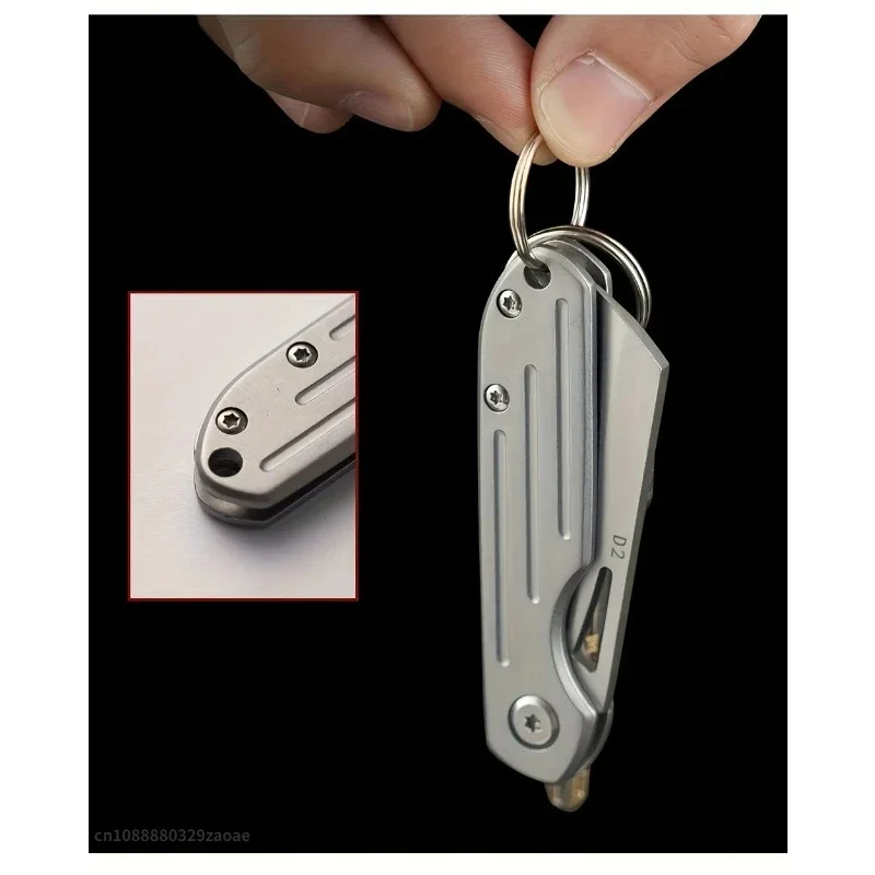 New D2 steel outdoor keychain men\'s pocket knife, stainless steel camping folding knife, EDC hunting survival knife