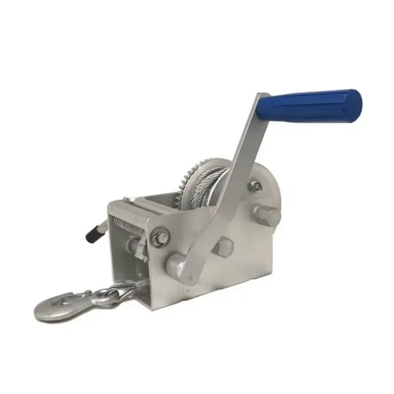Portable Hand Winch 4500lb 2T Capacity Boat Trailer Anchor Puller with 7.5m Steel Cable Heavy Duty Manual Crank for Marine