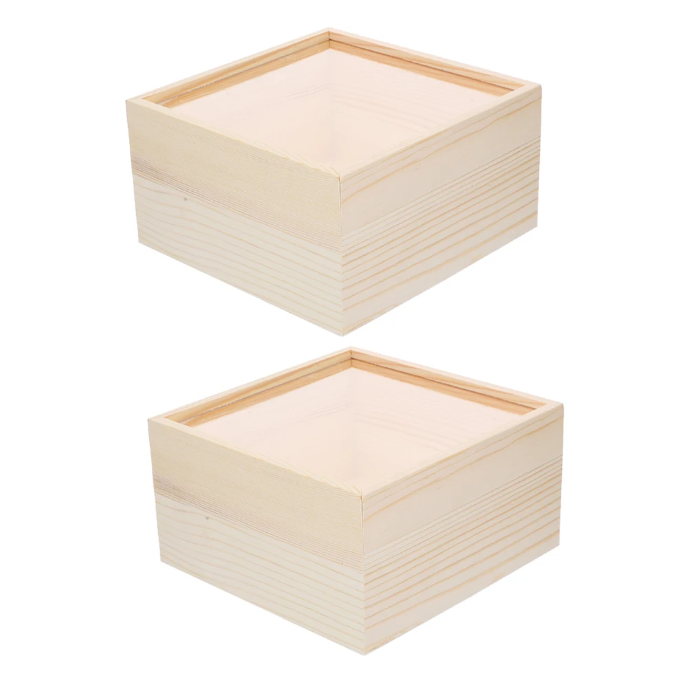 

2 Pcs Vanity Jewelry Case Storage Box Vintage Jewelry ganizer Wooden Box Sliding Lid for Earrings Necklaces Bracelets