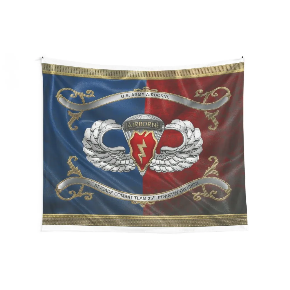 4th Brigade Combat Team 25th Infantry Division Airborne Insignia with Parachutist Badge over Flag Tapestry