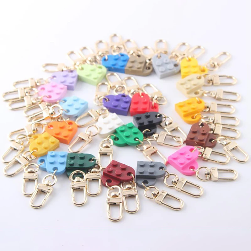 2Pcs Love Heart Brick Keychain for Couples Friendship Women Men Jewelry Gift KeyChains